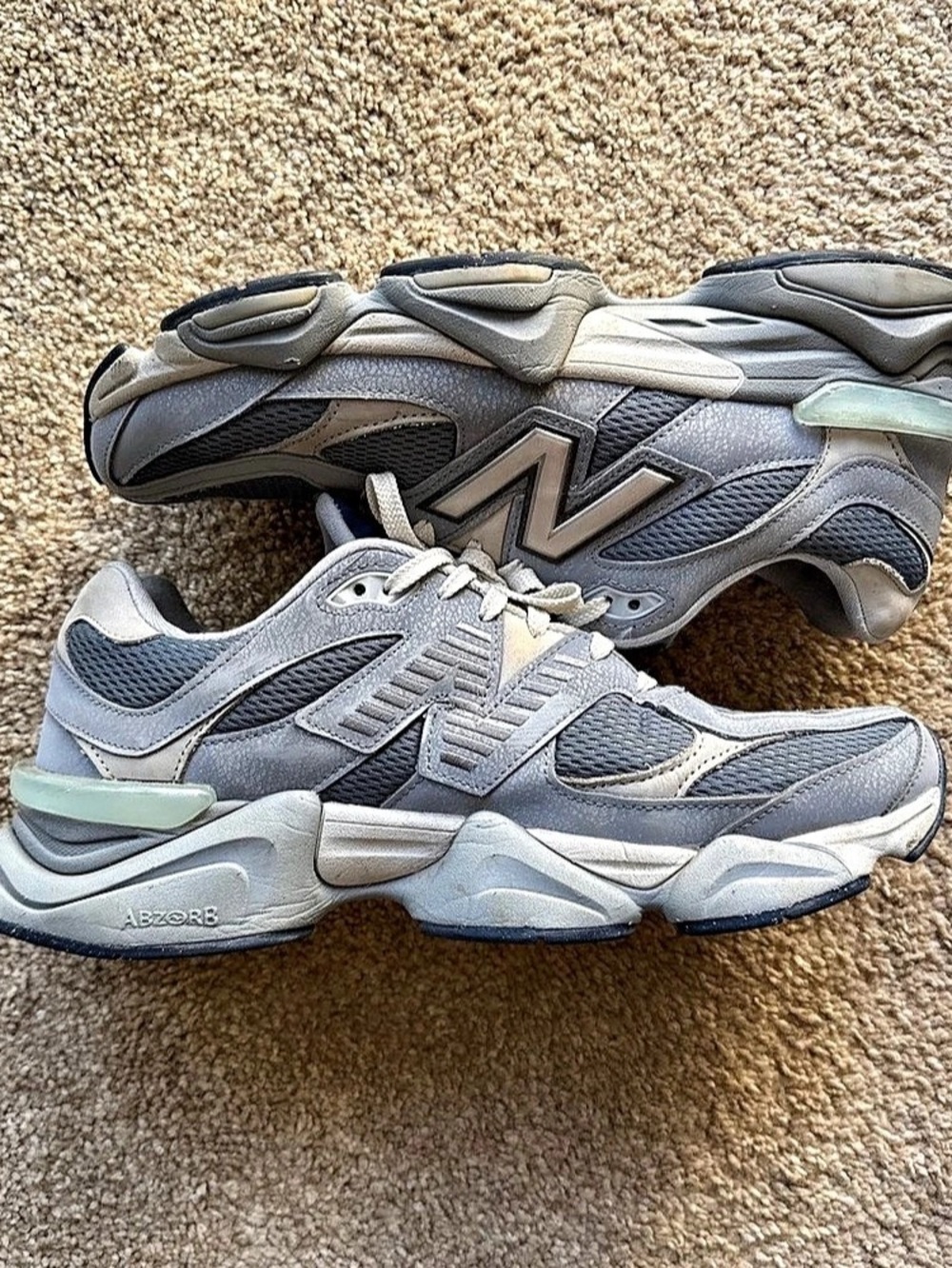 New Balance 9060 Rain Cloud Grey Gray & White Sneakers